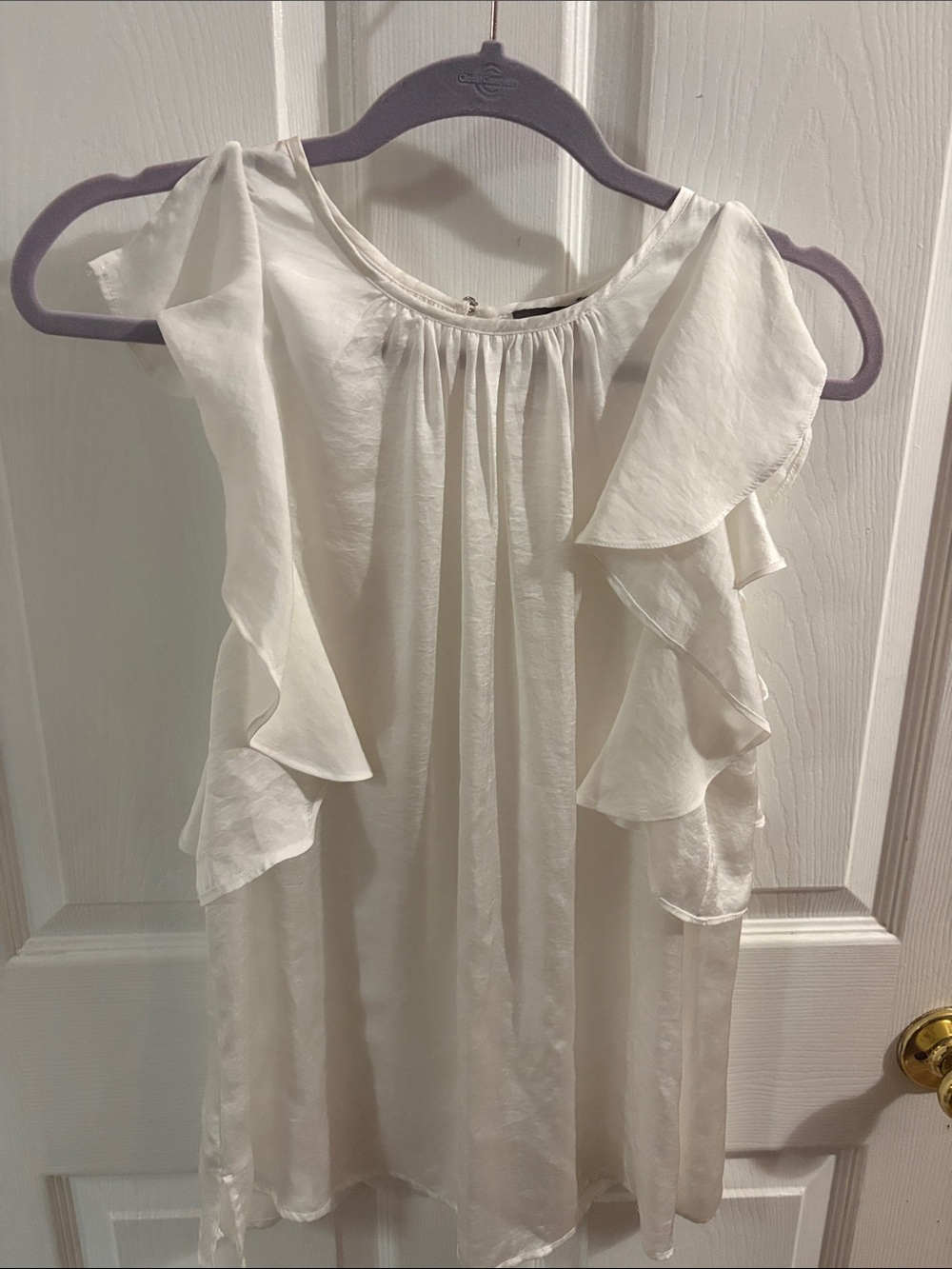 White Ruffle Sleeve Blouse